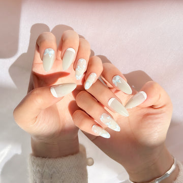 OPOOLA Almond Press on Nails Medium,OPOOLA Rainbow Jelly Soft Gel Fake Nails for Women Fit Natural,  Stick on Nails Reusable, 24pcs False Nails with Design Glue Art Kit